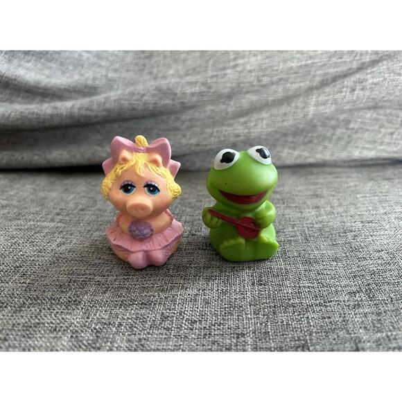 Muppet Babies Kermit The Frog & Miss Piggy Finger Puppets Vintage - Picture 1 of 7